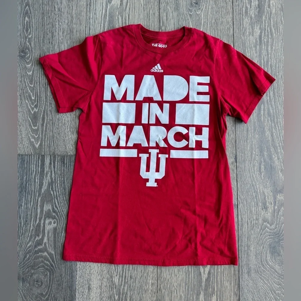 Adidas Go-To Tee Made in March IU Basketball Short Sleeve Size Small